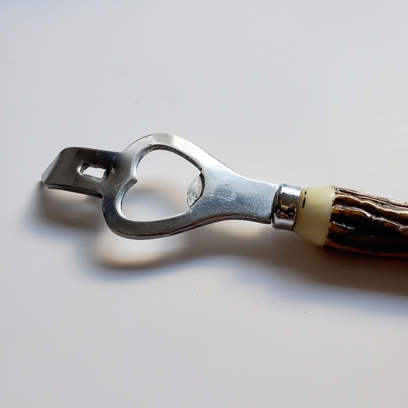 60's Vintage 'Maine' Antique Deer Stag Antler Bone Bar Tool Combi Bottle Opener - Picture 10 of 11